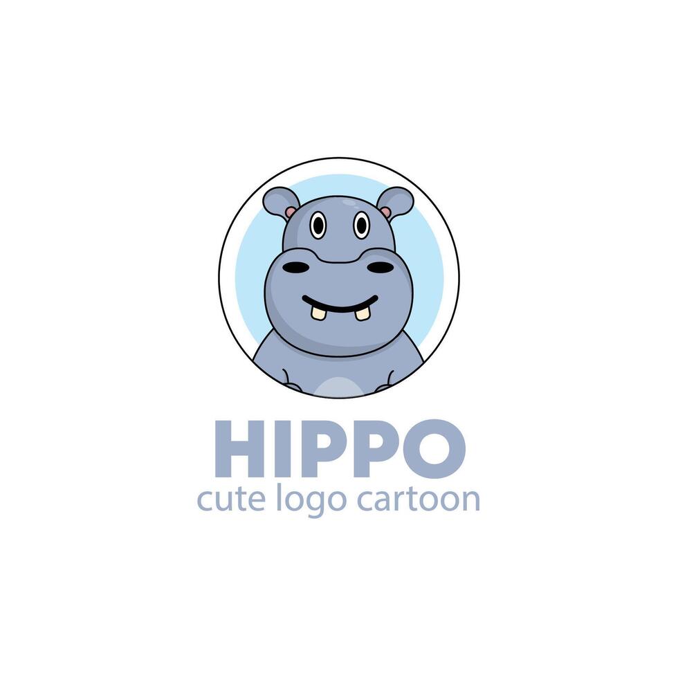logotipo animal hipopótamo fofa desenho animado ilustração. animal logotipo conceito .plano estilo conceito ilustração fofa vetor