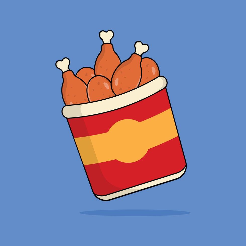 ícone frito frango delicioso velozes Comida e beber ilustração conceito.premium ilustração vetor