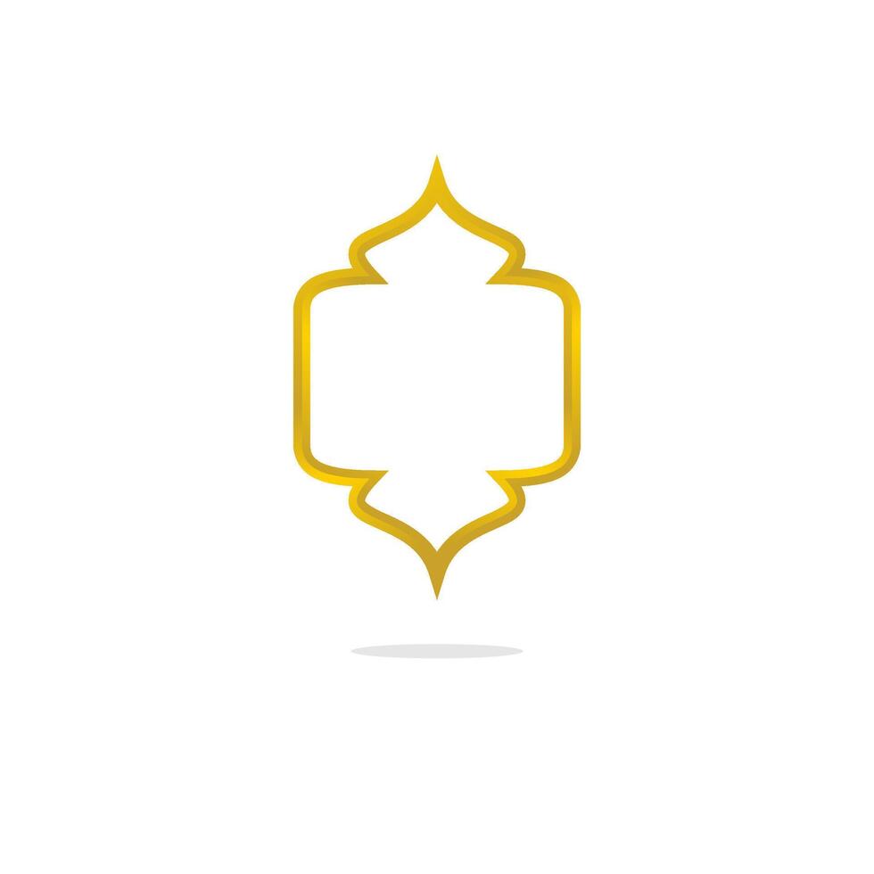 dourado islâmico logotipo com uma quadro. elegante ouro islâmico forma enfeite quadro. abstrato esboço modelo para ícone ou distintivo, logotipo vetor