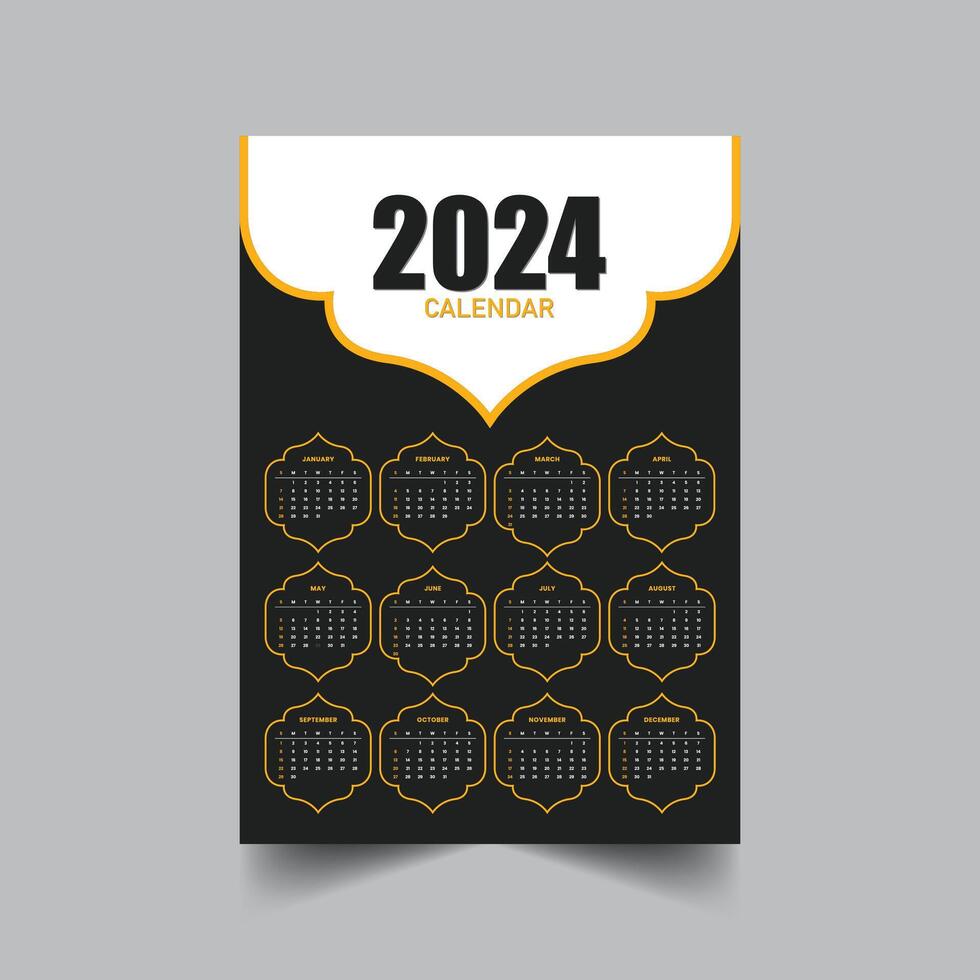 moderno calendário Projeto modelo 2024 vetor