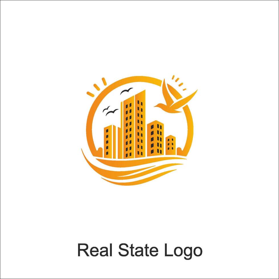 real Estado logotipo desenhos para o negócio visual identidade. casas e arranha-céus vetor