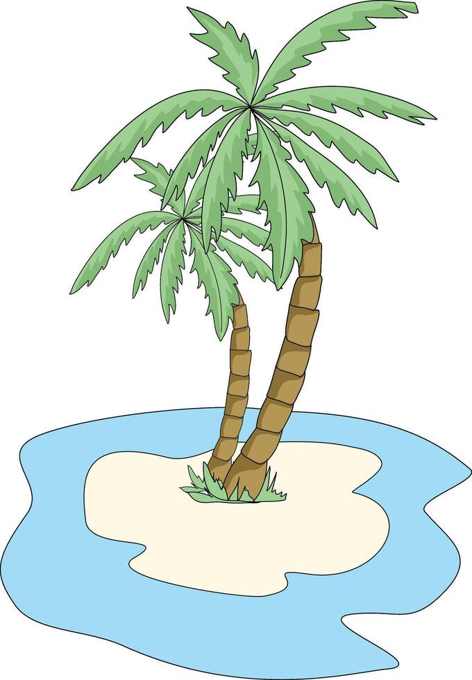 ilustração do uma Palma árvores em a ilha com cocos. isolado ilustração em branco fundo dentro plano estilo. vetor