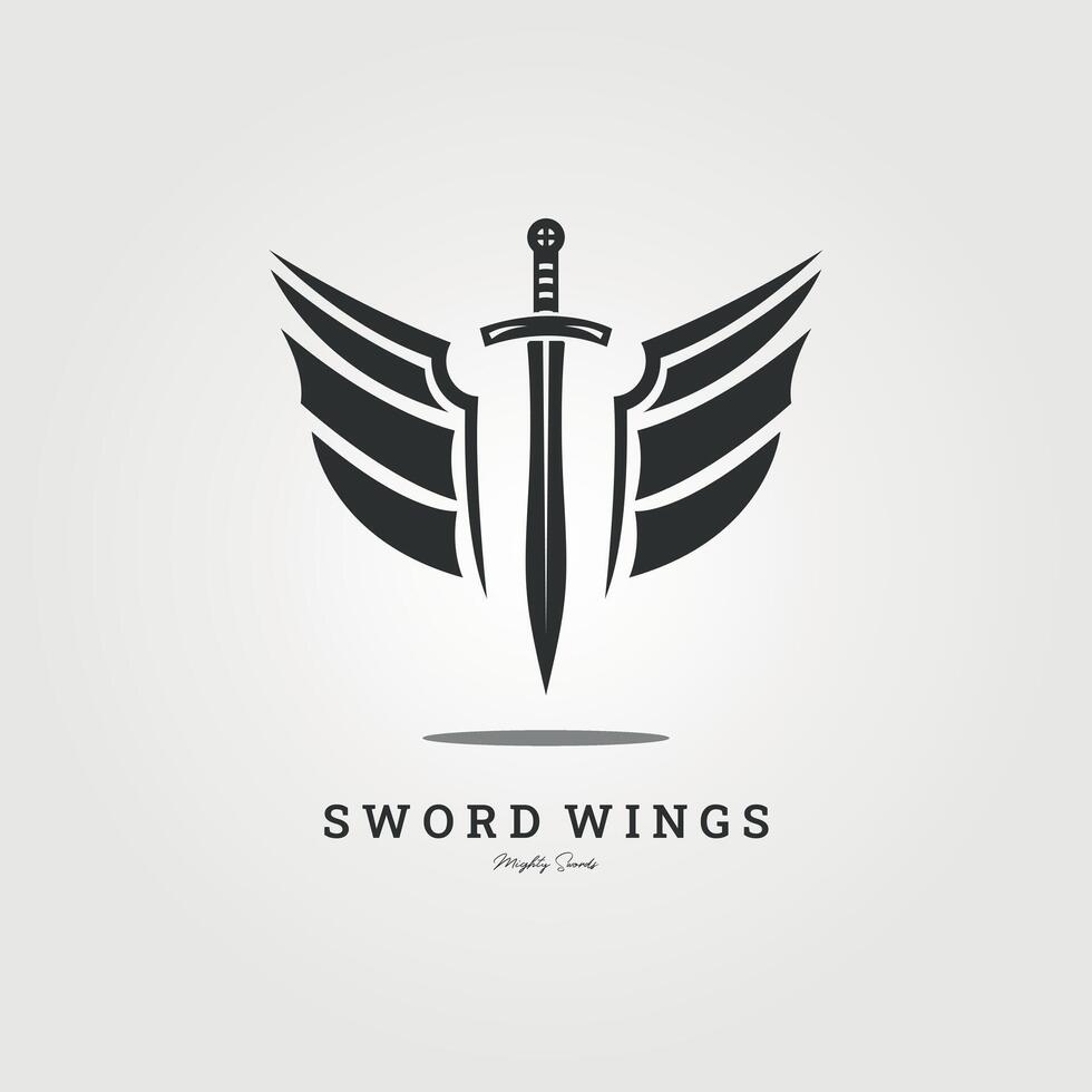 espadas asas logotipo vintage ilustração conceito Projeto vetor