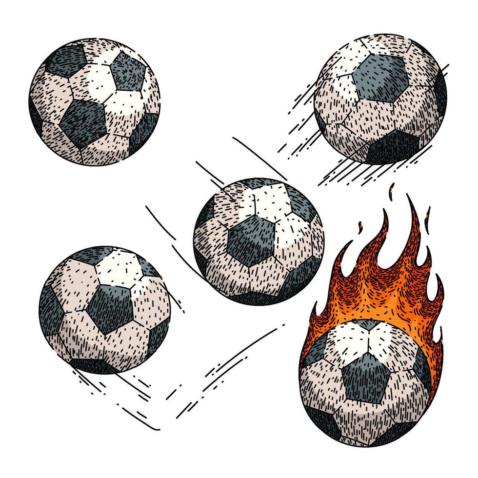 futebol bola conjunto esboço mão desenhado vetor