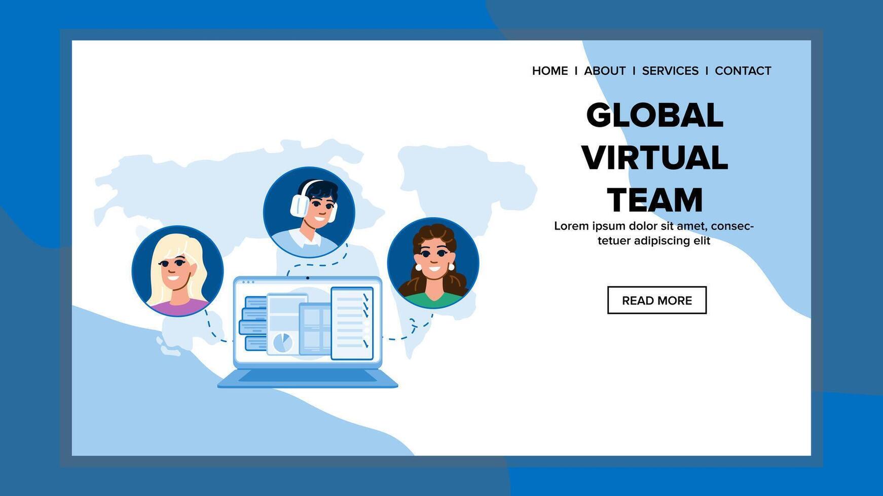 tecnologia global virtual equipe vetor