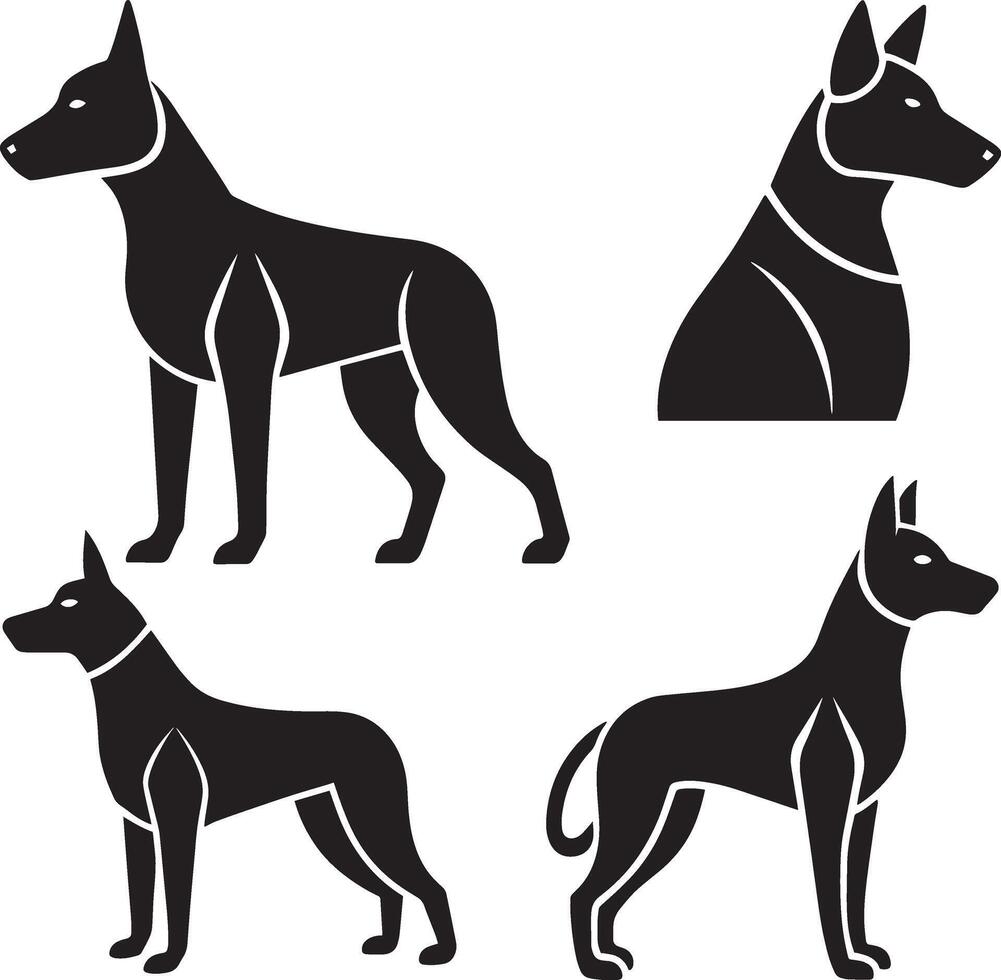doberman ícone definir. simples conjunto do cachorro ícones para rede Projeto vetor