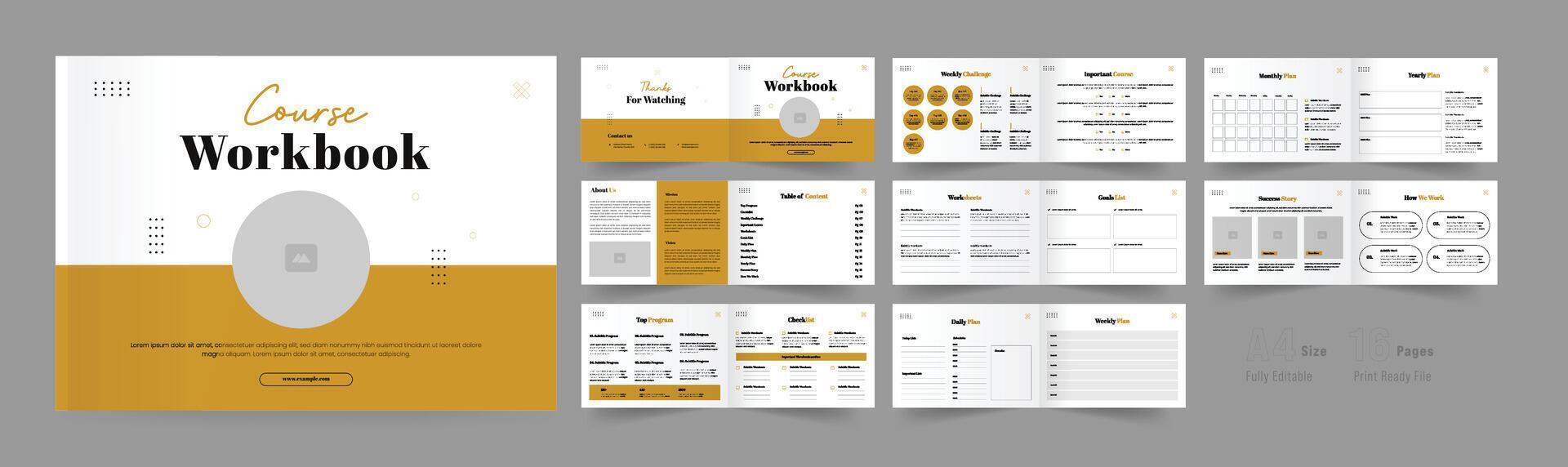 curso pasta de trabalho Projeto diariamente planejador livro disposição modelo. vetor