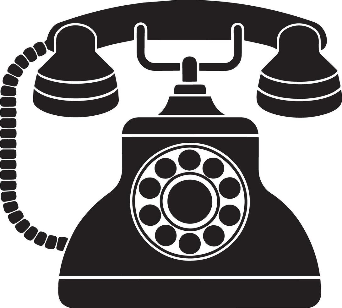 retro Telefone ícone em branco fundo. Preto e branco ilustração. vetor