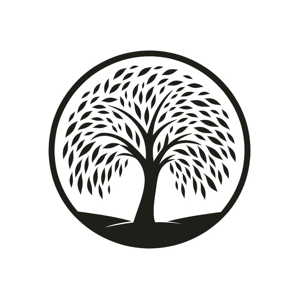 serenidade símbolo ícone conceito do amigo da natureza salgueiro árvore vetor