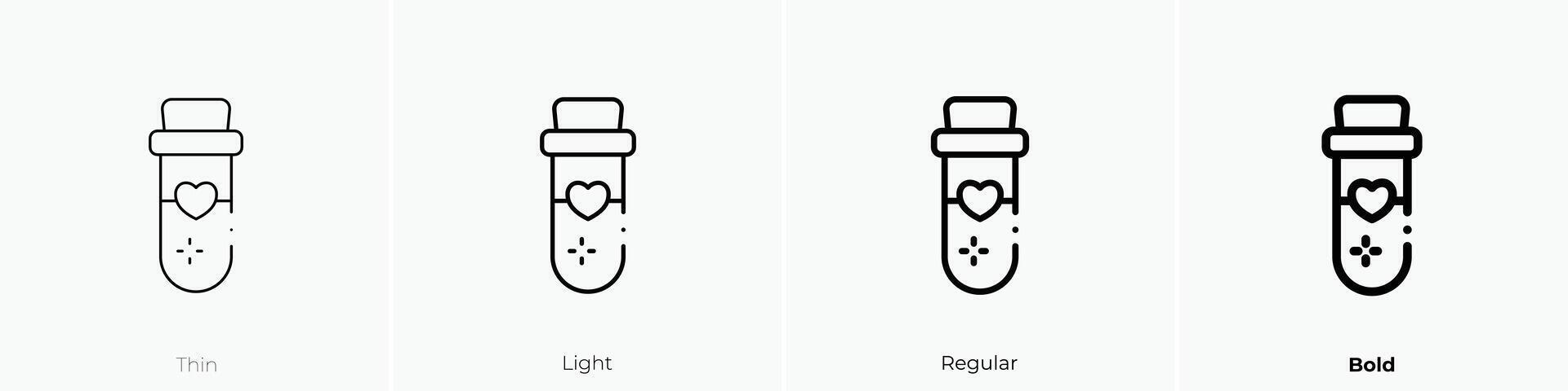 amor poção ícone. afinar, luz, regular e negrito estilo Projeto isolado em branco fundo vetor