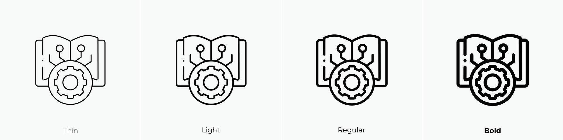 máquina Aprendendo ícone. afinar, luz, regular e negrito estilo Projeto isolado em branco fundo vetor
