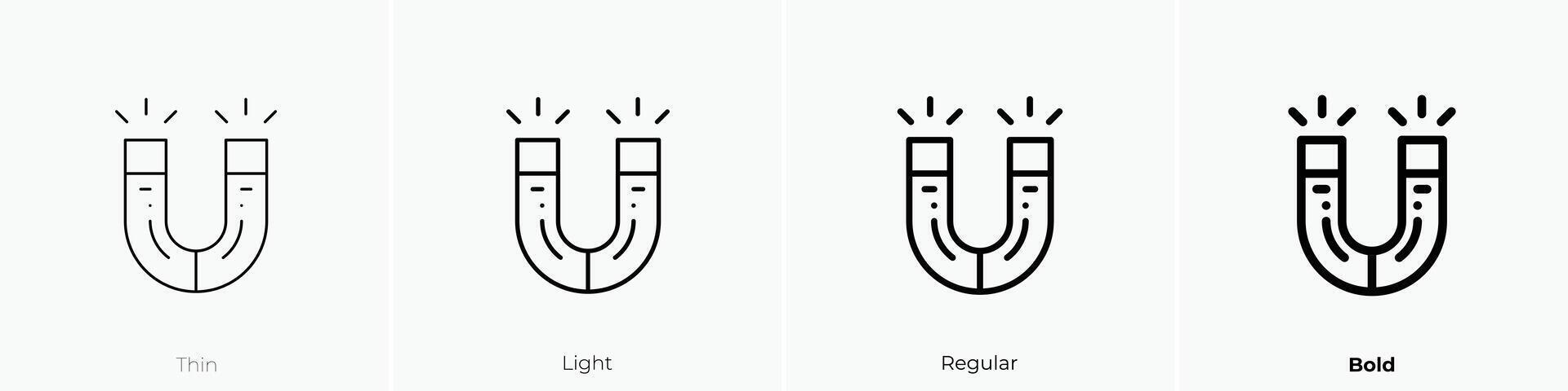 magnético ícone. afinar, luz, regular e negrito estilo Projeto isolado em branco fundo vetor