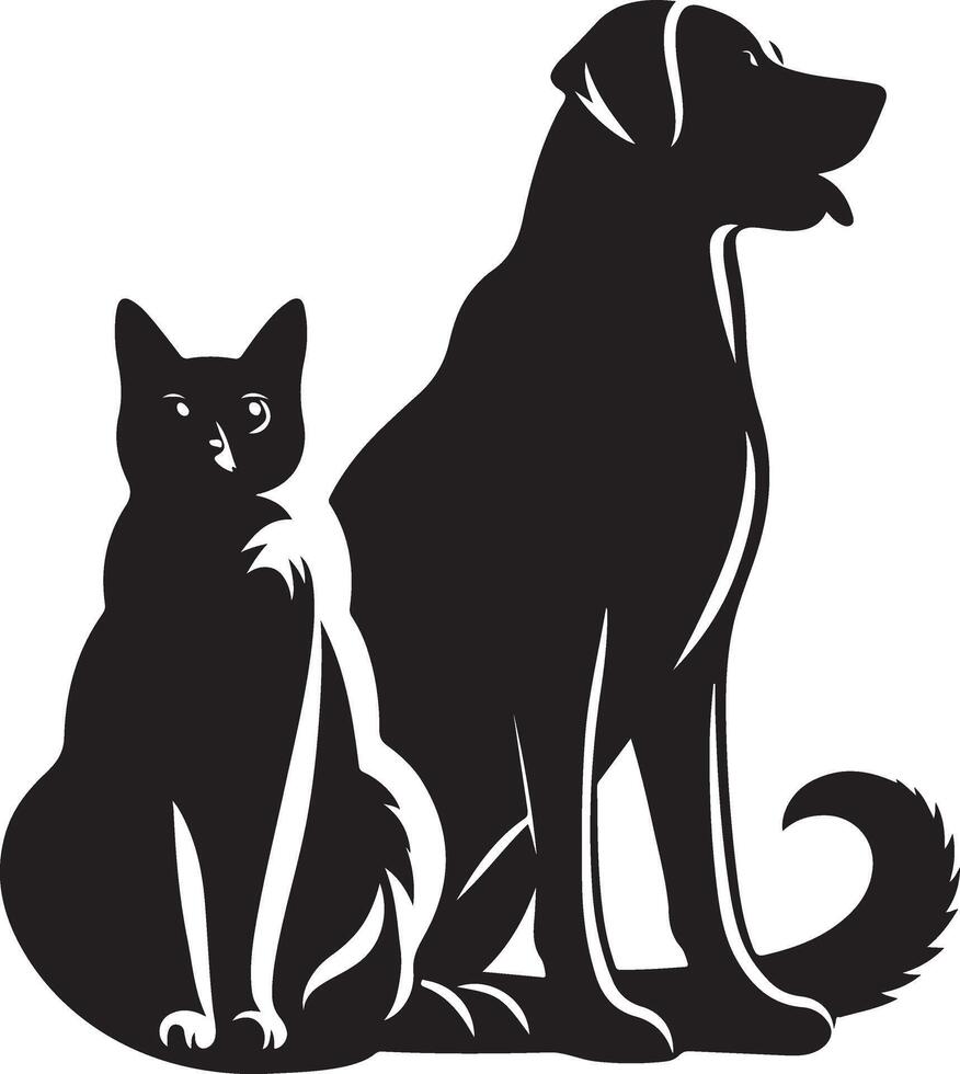 cachorro gato silhueta imagens ,preto cor silhueta vetor