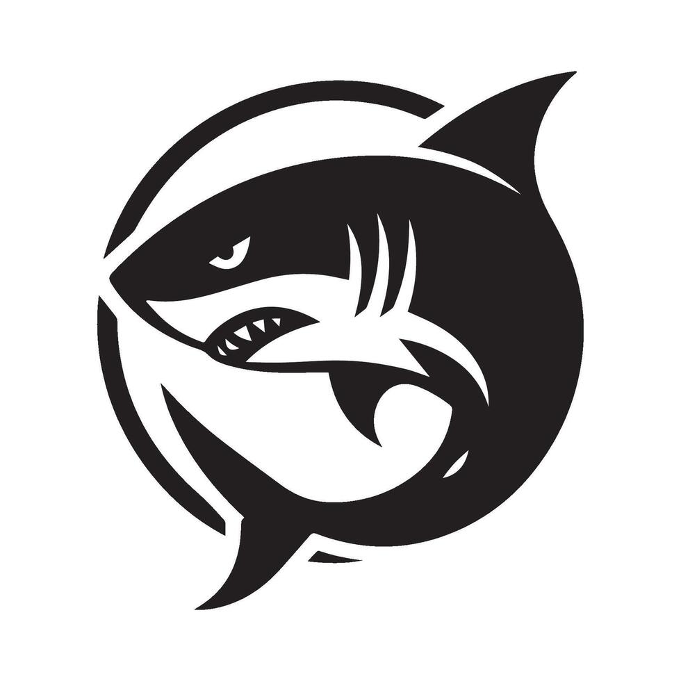 uma Preto e branco silhueta Tubarão do uma logotipo Projeto vetor