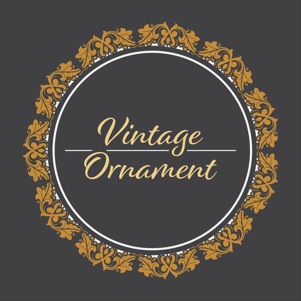 dourado vintage quadro, Armação enfeite dentro círculo forma .dourado anel fronteira ornamento.adequado para Casamento convite cartão. vetor