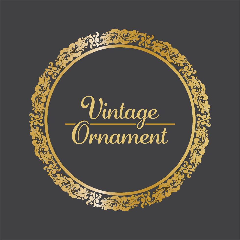 dourado vintage quadro, Armação enfeite dentro círculo forma .dourado anel fronteira ornamento. dourado oval enfeite adequado para Casamento convite cartão e rótulo. vetor