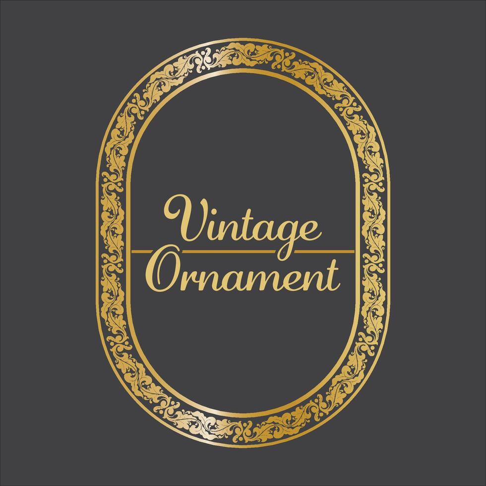 dourado vintage quadro, Armação enfeite dentro círculo forma .dourado anel fronteira ornamento. dourado oval enfeite adequado para Casamento convite cartão e rótulo. vetor