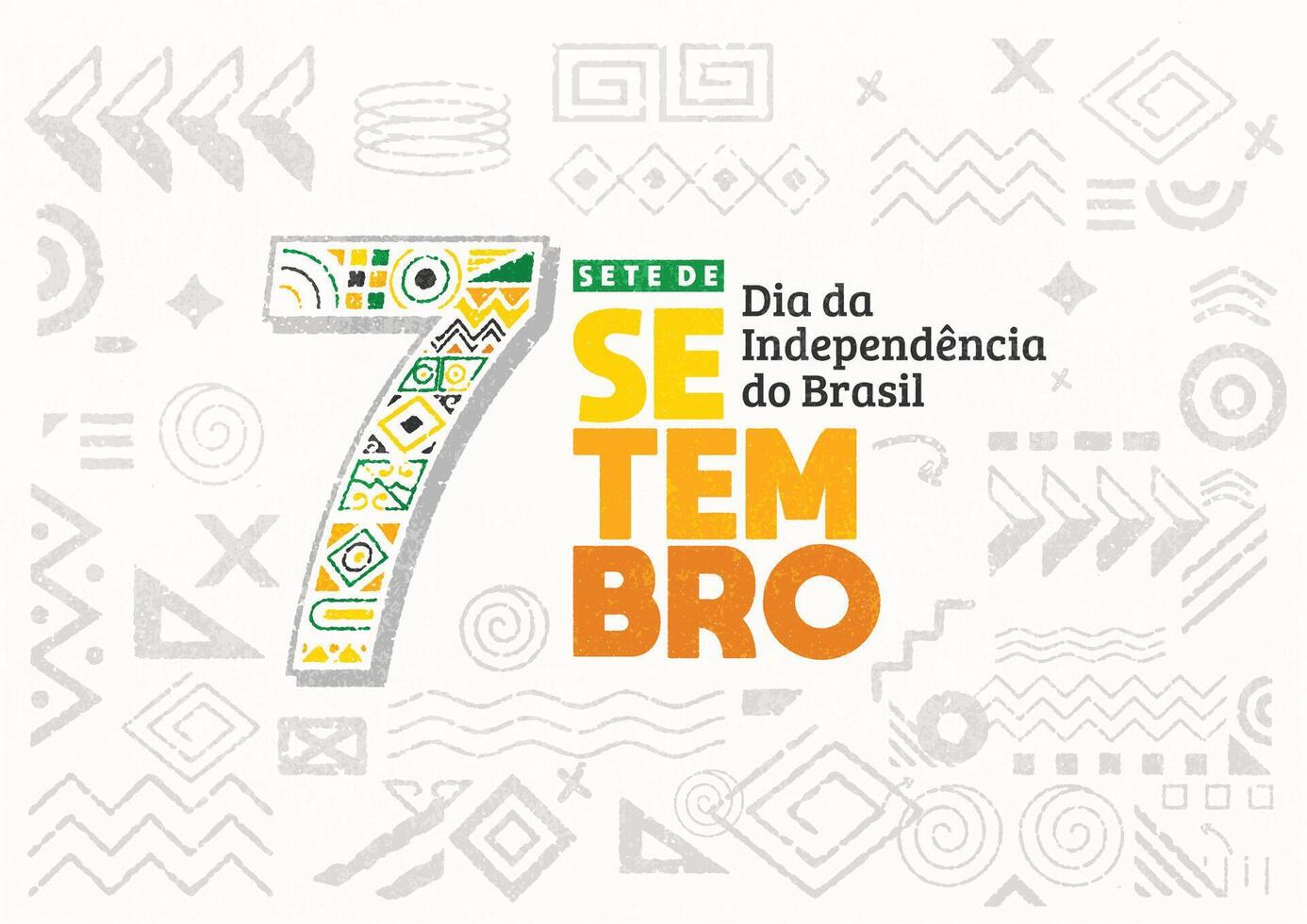 independência dia do Brasil poster fundo folheto e social meios de comunicação postar com desenhado à mão geométrico forma grunge textura. vetor