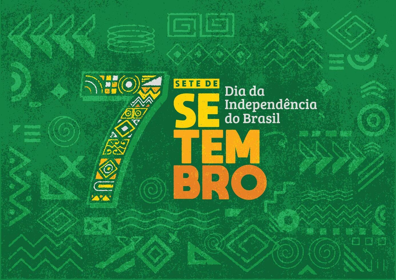 independência dia do Brasil poster fundo folheto e social meios de comunicação postar com desenhado à mão geométrico forma grunge textura. vetor