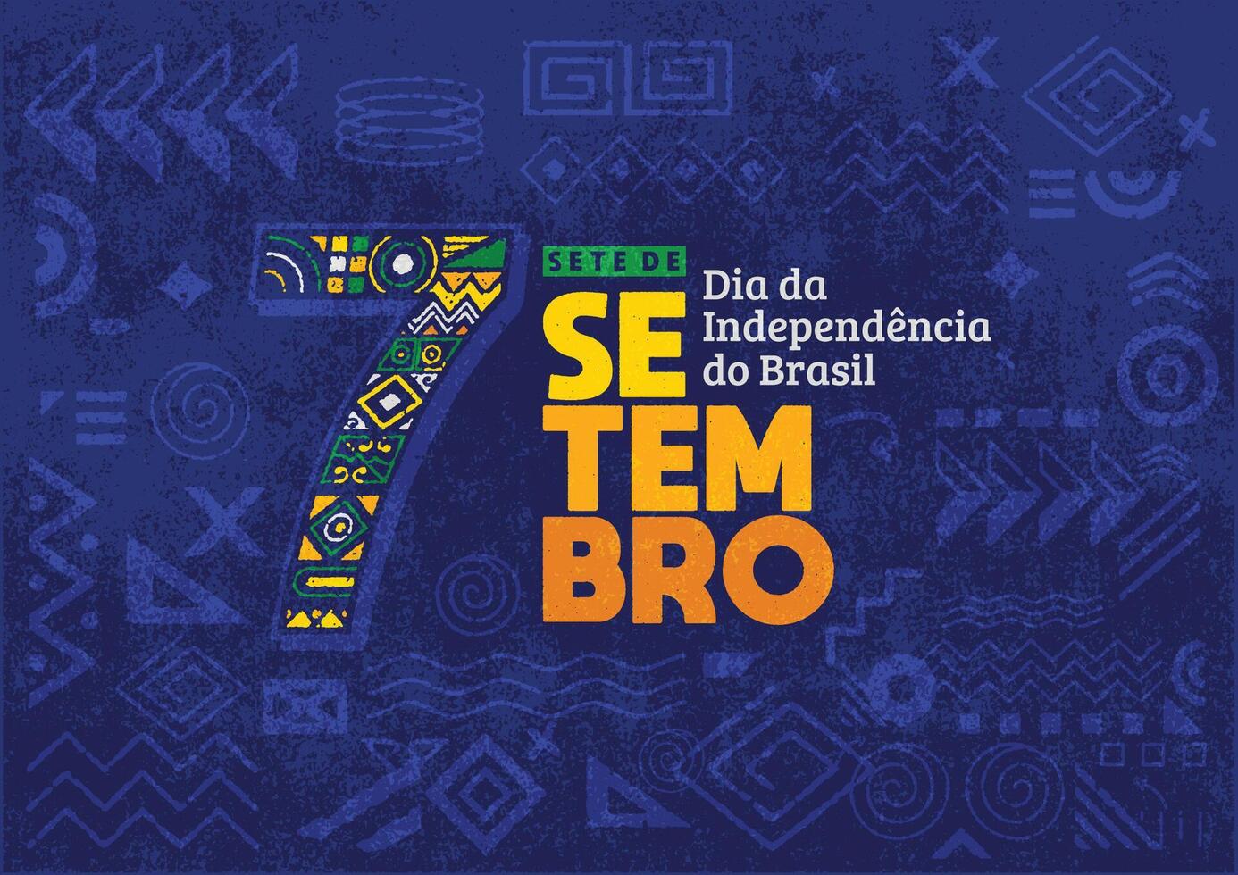 independência dia do Brasil poster fundo folheto e social meios de comunicação postar com desenhado à mão geométrico forma grunge textura. vetor