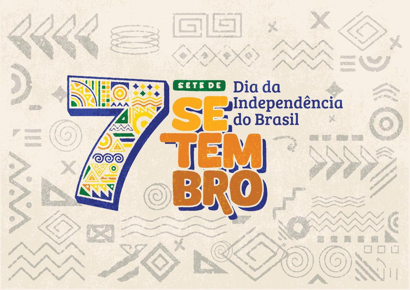 independência dia do Brasil poster fundo folheto e social meios de comunicação postar com desenhado à mão geométrico forma grunge textura. vetor