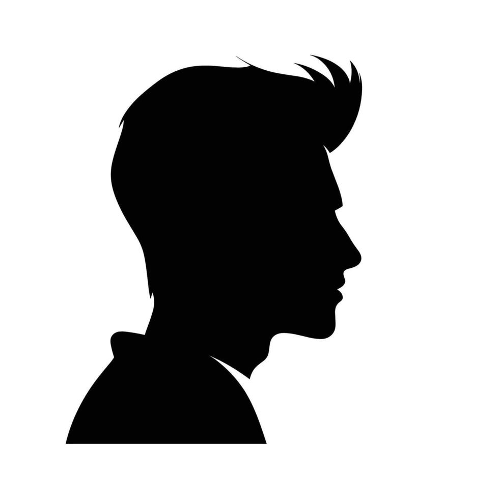 jovem masculino perfil silhueta com moderno Penteado vetor