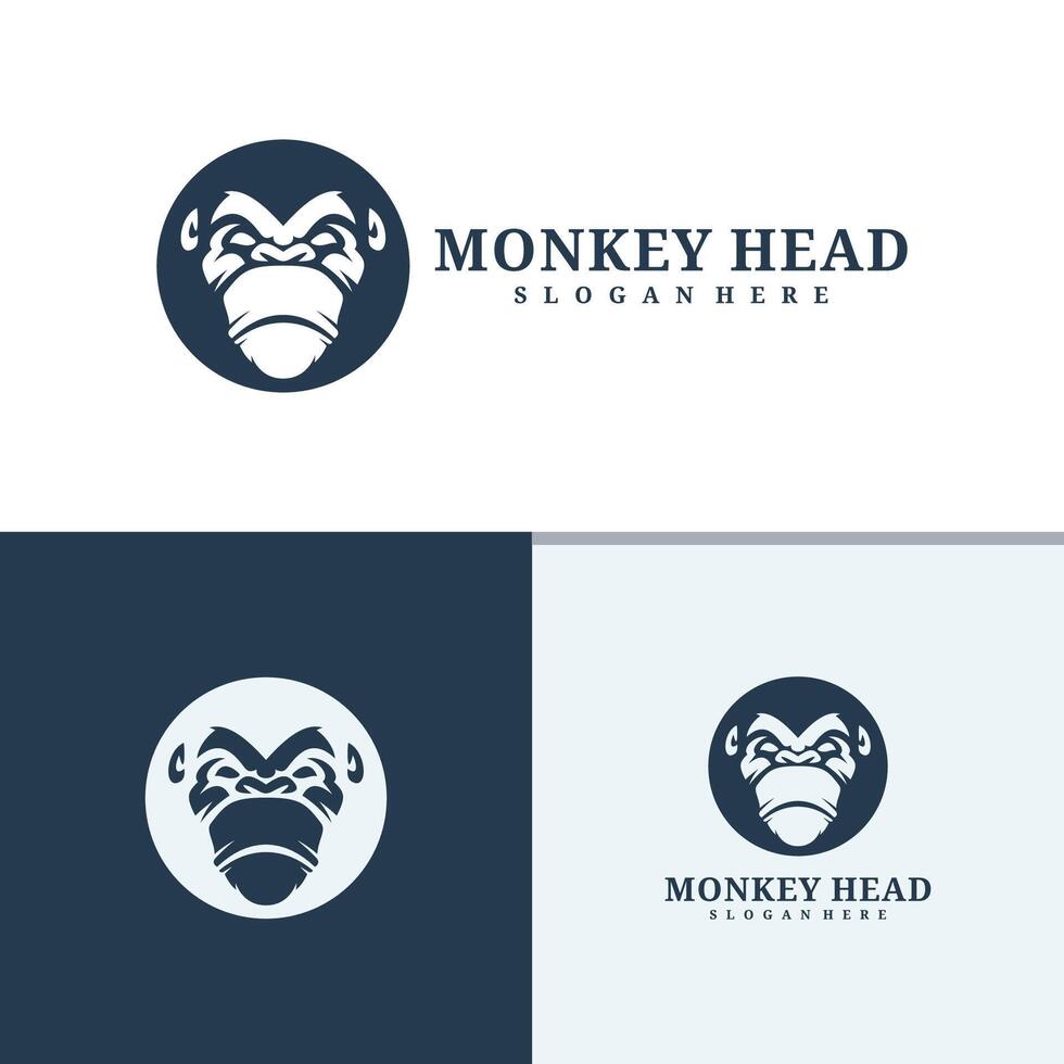 conjunto do macaco cabeça logotipo Projeto . Bravo macaco ilustração logotipo conceito vetor