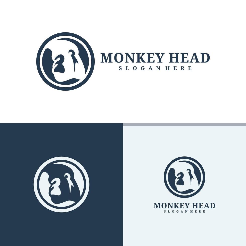 conjunto do macaco cabeça logotipo Projeto . Bravo macaco ilustração logotipo conceito vetor