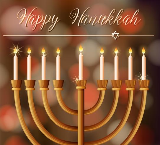 Modelo de cartão de feliz Hanukkah com luz de velas vetor