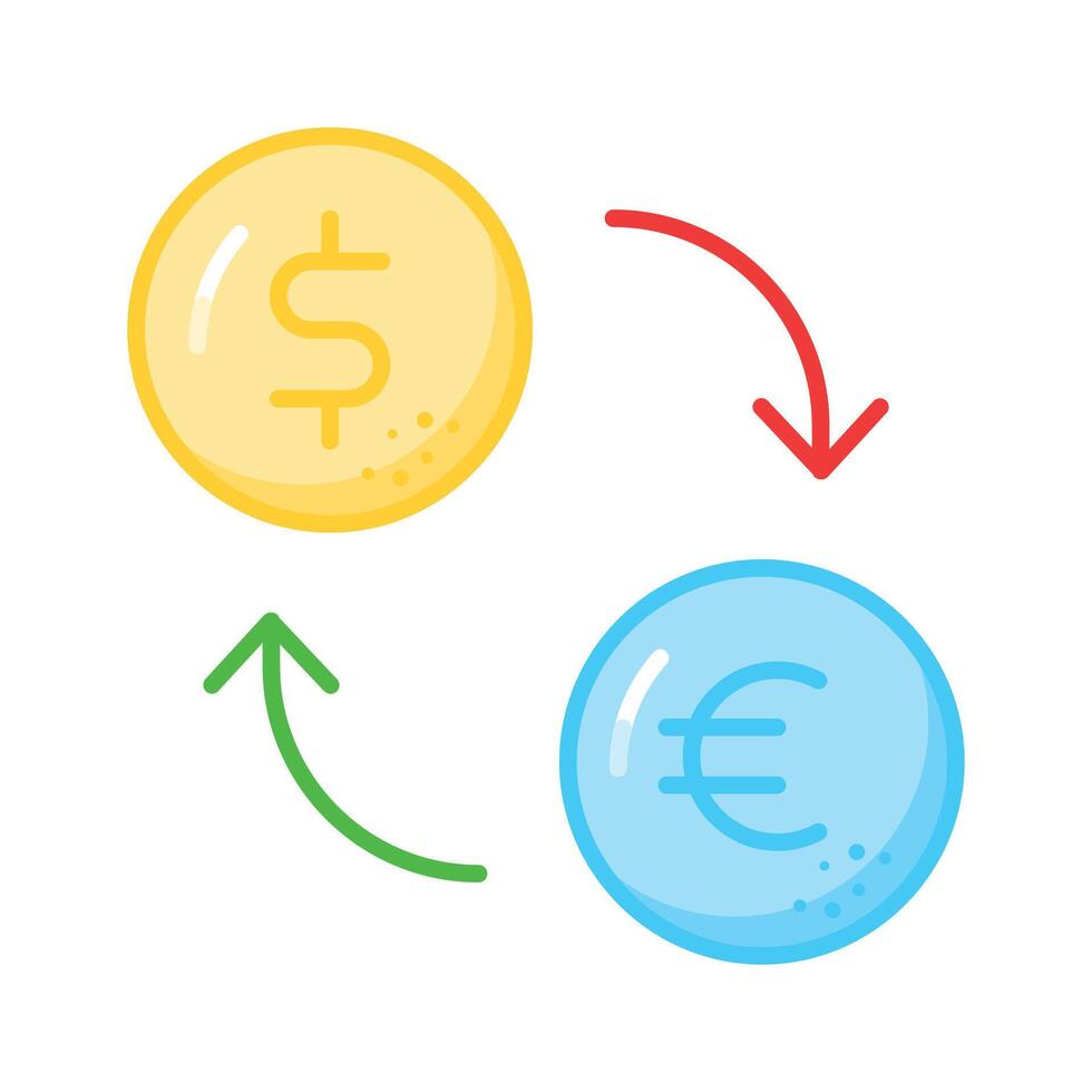 moeda com seta denotando dinheiro troca , moeda conversor ícone vetor