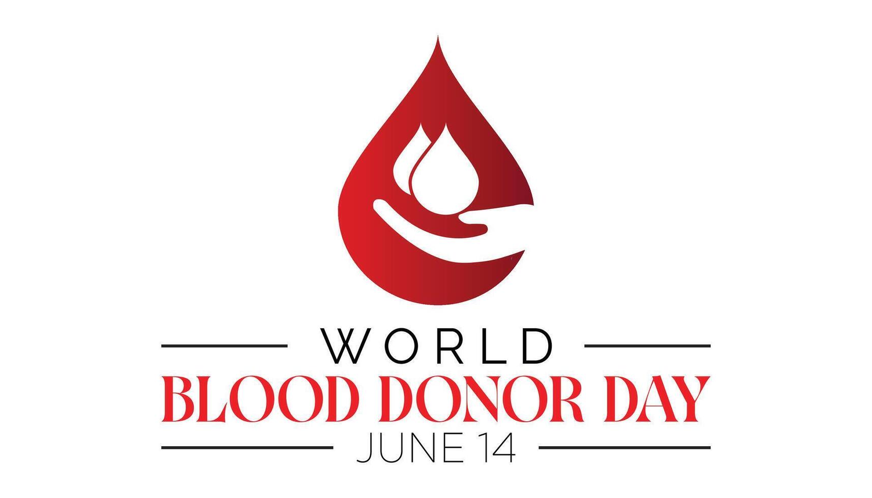 mundo sangue doador dia observado cada ano dentro junho. modelo para fundo, bandeira, cartão, poster com texto inscrição. vetor