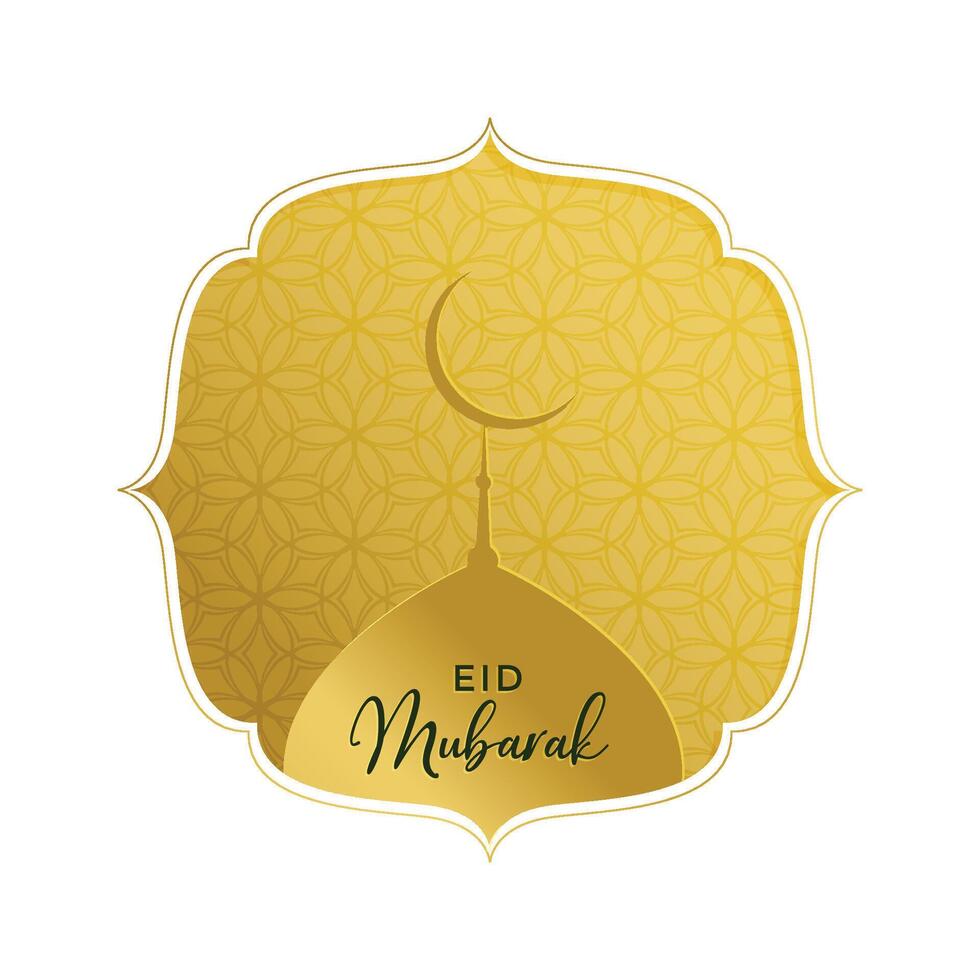 elegante dourado eid Mubarak cumprimento com mesquita topo vetor