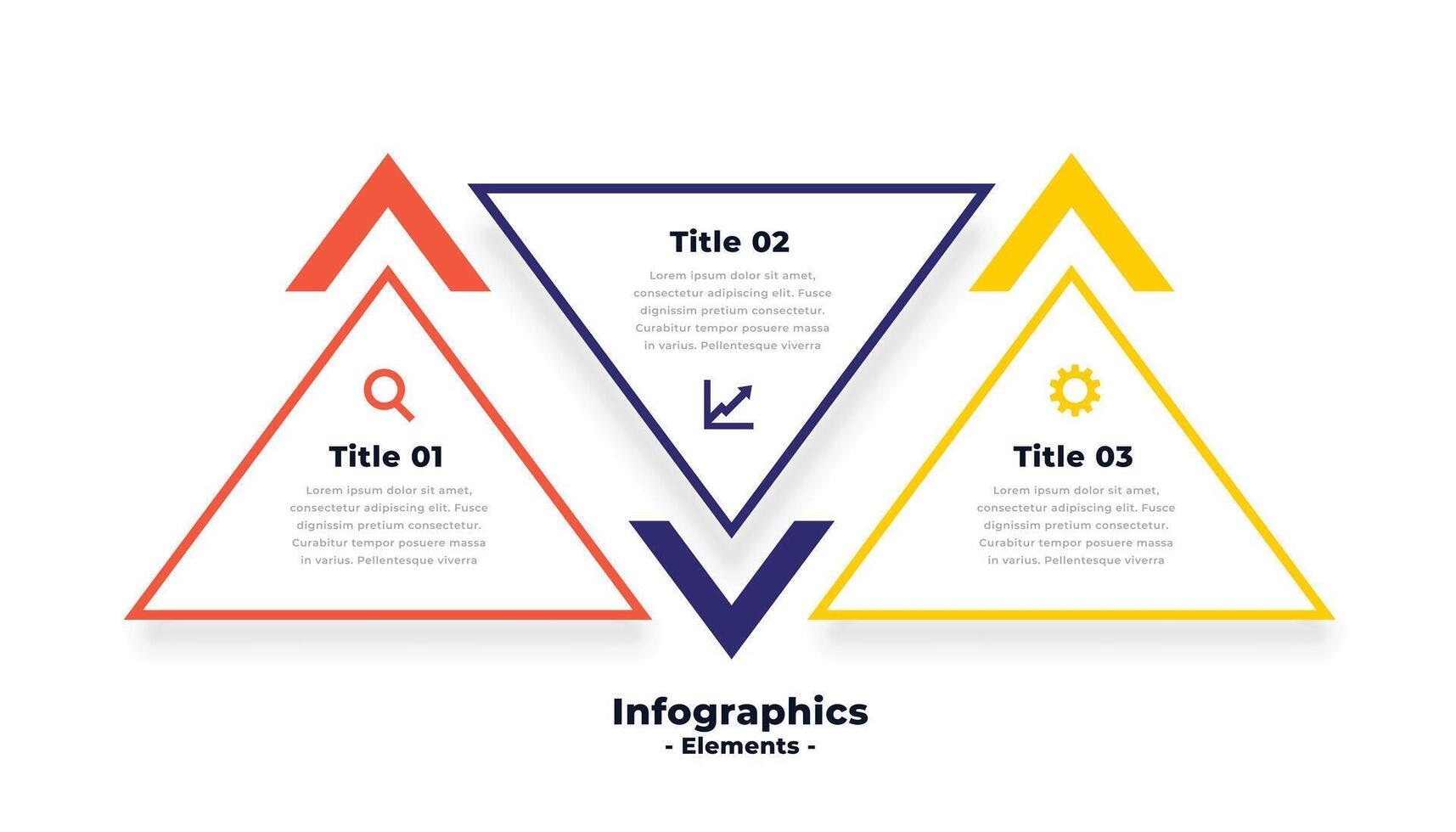 triângulo forma três passos infográficos modelo Projeto vetor