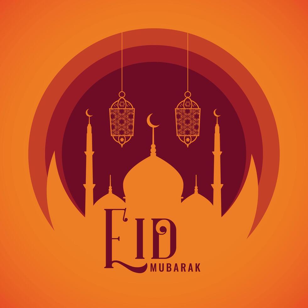 desejos cartão para eid Mubarak festival cumprimento vetor