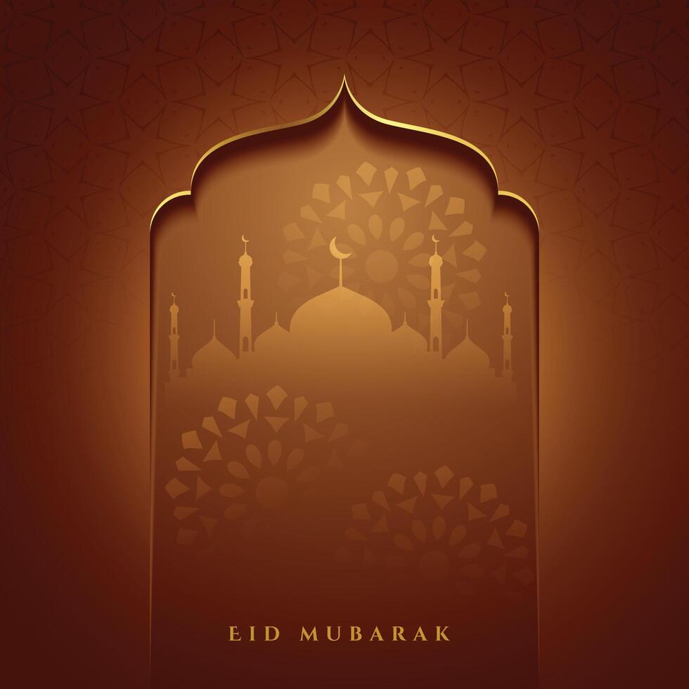 eid Mubarak islâmico mesquita portão desejos cartão Projeto vetor