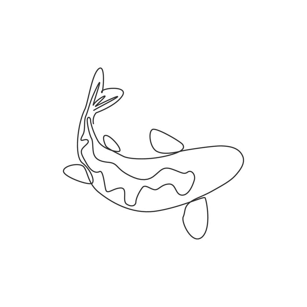 um desenho de linha contínua de lindos peixes koi elegantes para a identidade do logotipo da fazenda de aquários. conceito de ícone de peixe de carpa de beleza típica japonesa. ilustração do gráfico vetorial moderna de desenho de linha única vetor