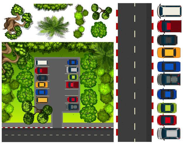 Parque de estacionamento com muitos carros vetor