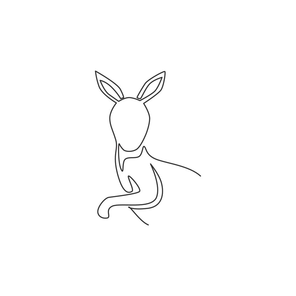 um desenho de linha contínua de cabeça de canguru engraçada para a identidade do logotipo do zoológico nacional. animal wallaby do conceito de mascote da Austrália para o ícone do parque de conservação. ilustração em vetor desenho desenho de linha única