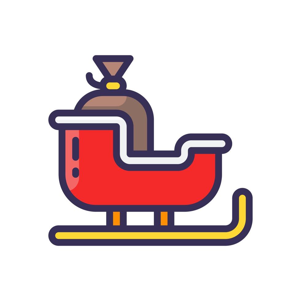 ícone de estilo de linha cheia de trenó. ilustração vetorial para design gráfico, site, app. tema de natal vetor