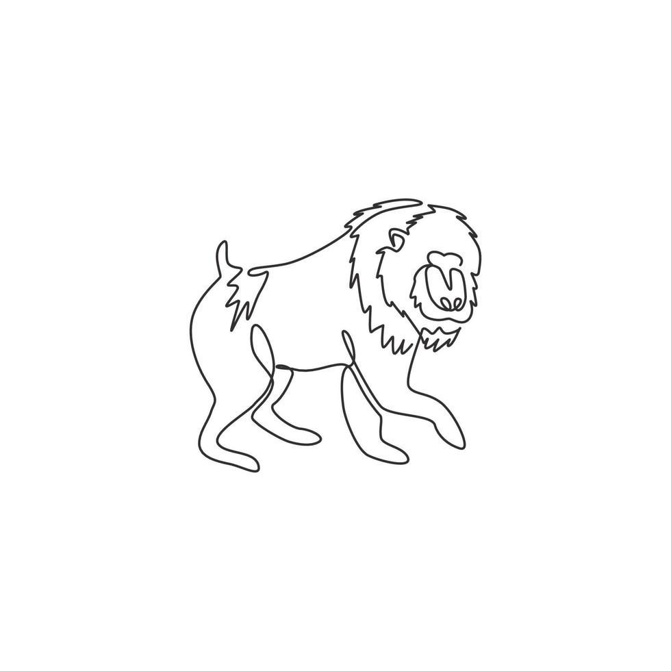 um único desenho de linha do adorável mandril para a identidade do logotipo da empresa. conceito de mascote primata de grande beleza para o ícone do parque nacional de conservação. ilustração em vetor desenho moderno linha contínua