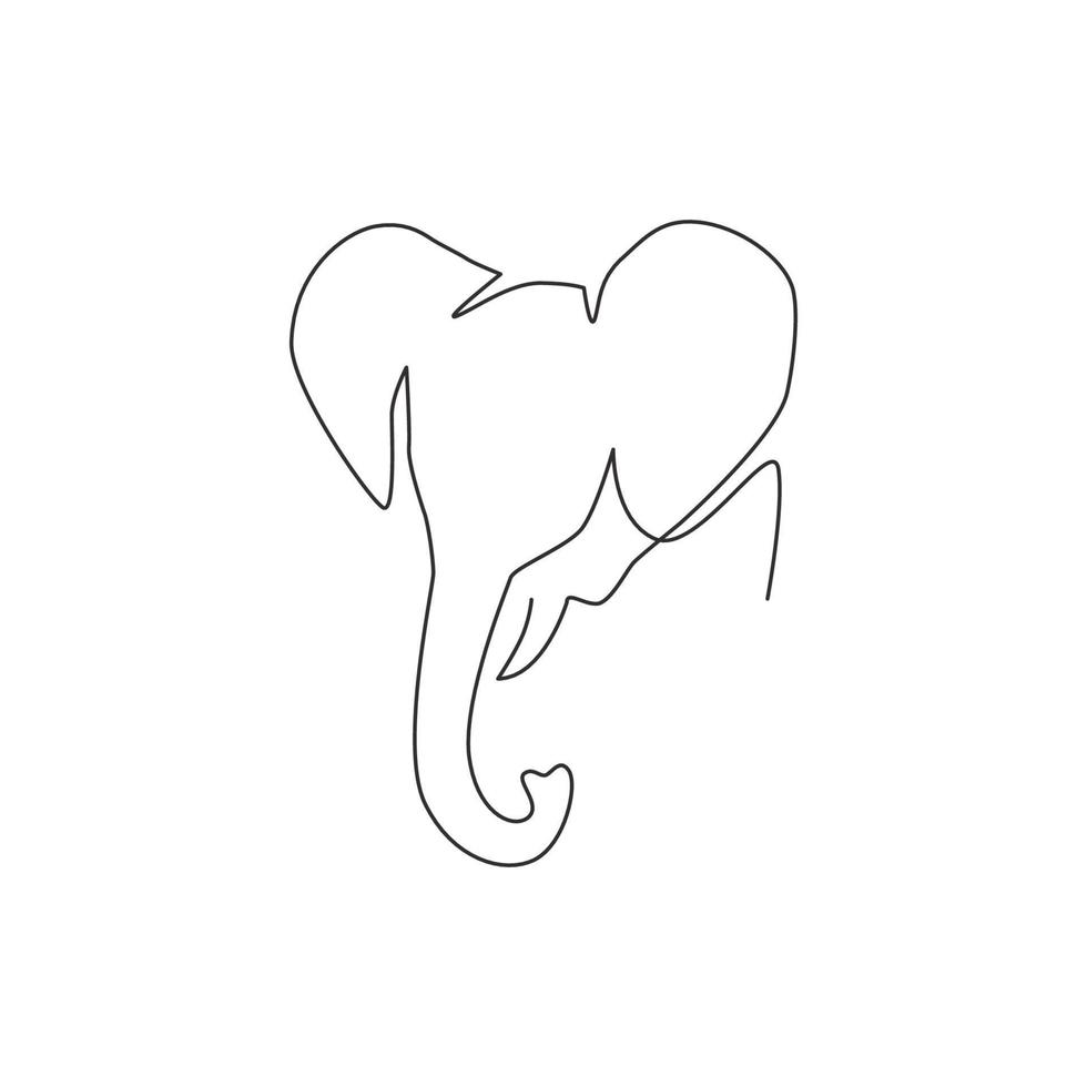 único desenho de linha contínua da identidade do logotipo da empresa grande elefante fofo. conceito de ícone animal safari africano. desenho vetorial moderno de uma linha desenho ilustração gráfica vetor