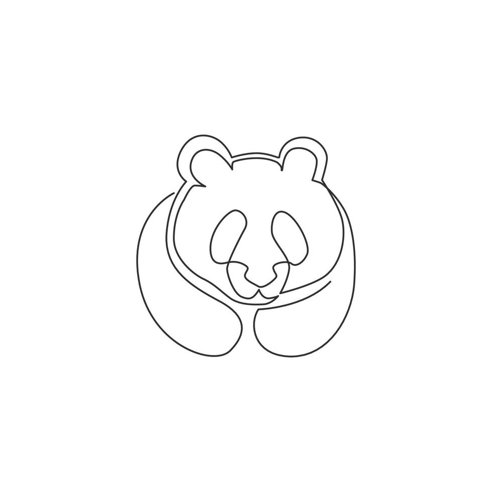 desenho de linha única contínua da cabeça do panda engraçado para a identidade do logotipo da corporação. conceito de ícone de empresa da forma de animal mamífero bonito. tendência de uma linha desenhar ilustração gráfica do vetor