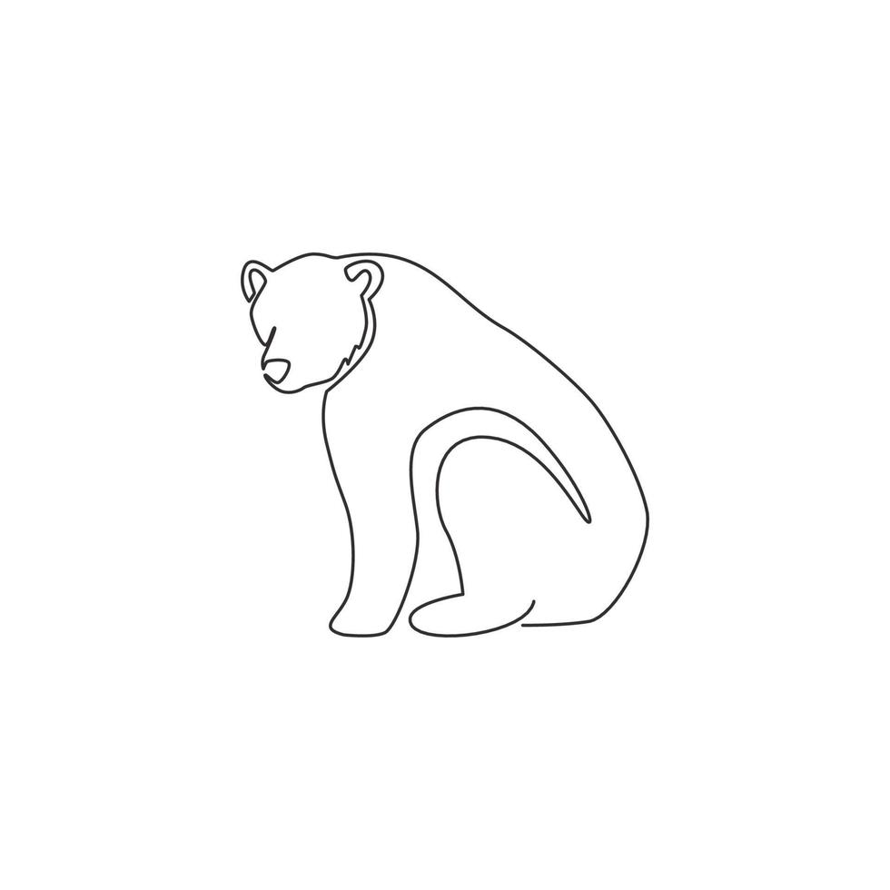 um único desenho de linha do urso pardo bonito para a identidade do logotipo da empresa. conceito de ícone de corporação de negócios de forma de animal mamífero selvagem. ilustração gráfica de desenho vetorial linha contínua moderna vetor