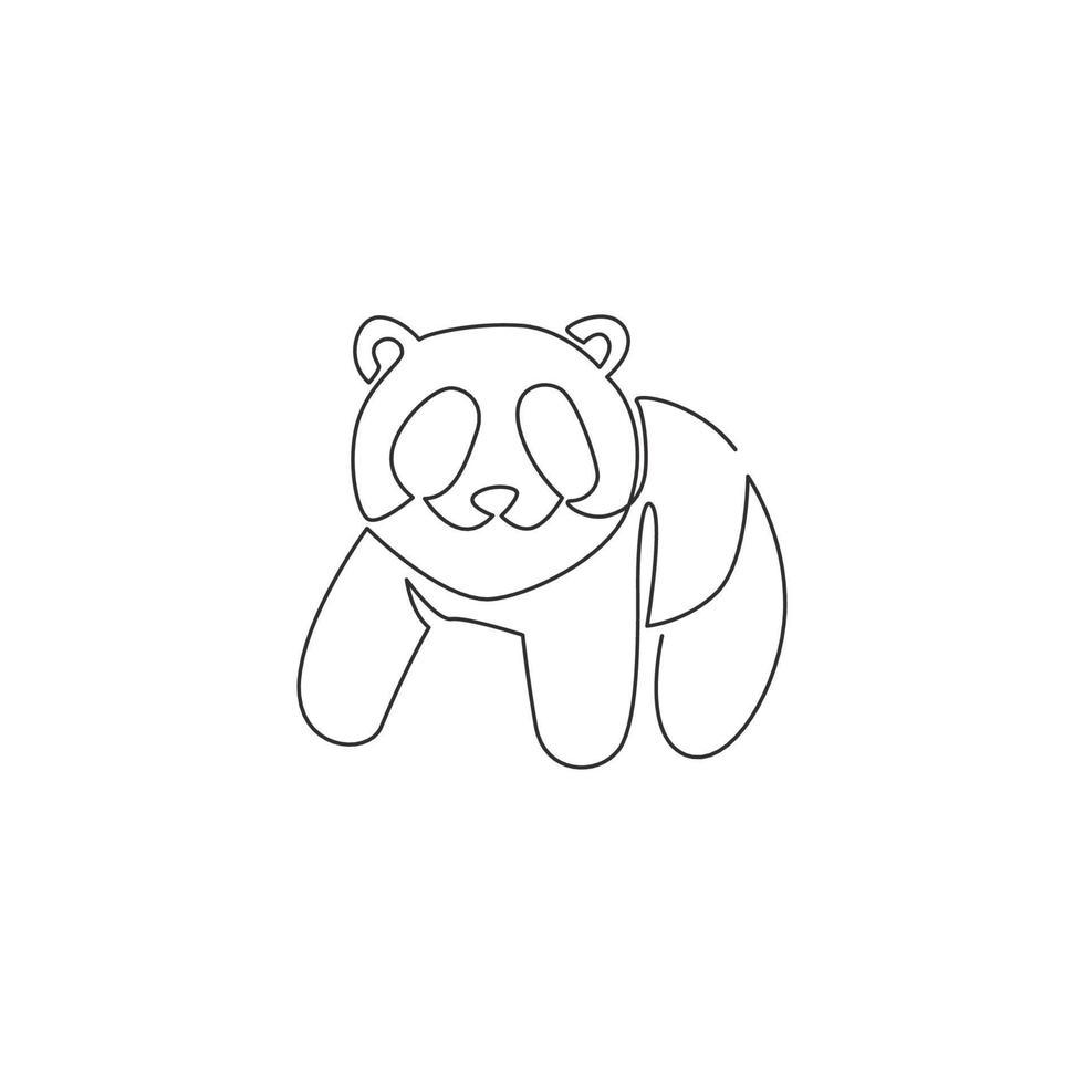 um único desenho de linha do panda fofo para a identidade do logotipo da empresa. conceito de ícone de corporação de negócios da china urso forma animal. ilustração moderna do desenho vetorial gráfico de linha contínua vetor