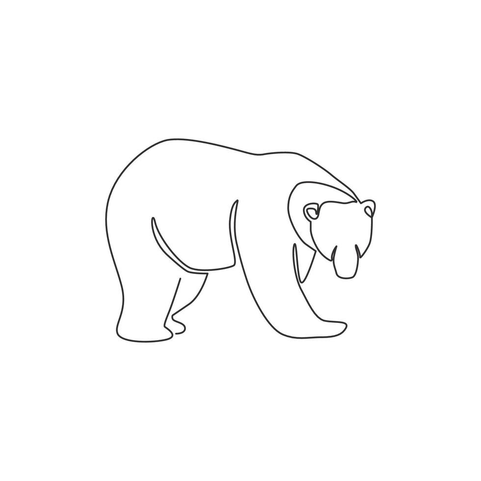 um desenho de linha contínua de urso elegante para a identidade do logotipo da empresa. conceito de ícone de negócios da forma de animal mamífero selvagem. linha única moderna desenhar ilustração vetorial de design gráfico vetor