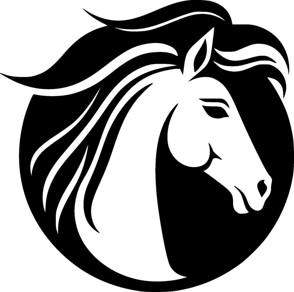 cavalo, Preto e branco ilustração vetor