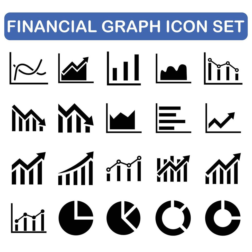 ícones de gráficos financeiros e de negócios vetor