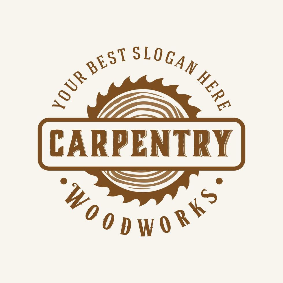 retro vintage, carpintaria madeira logotipo modelo vetor