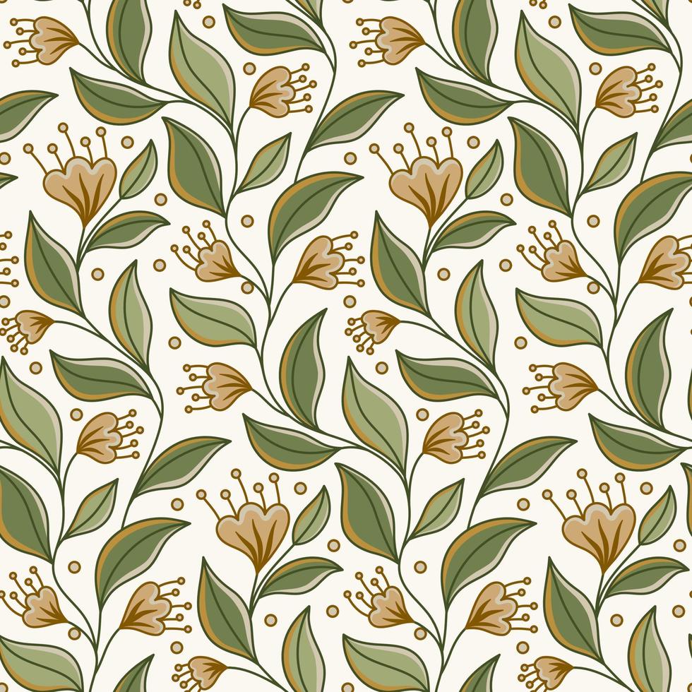 design de padrão sem emenda de vetor floral verde oliva