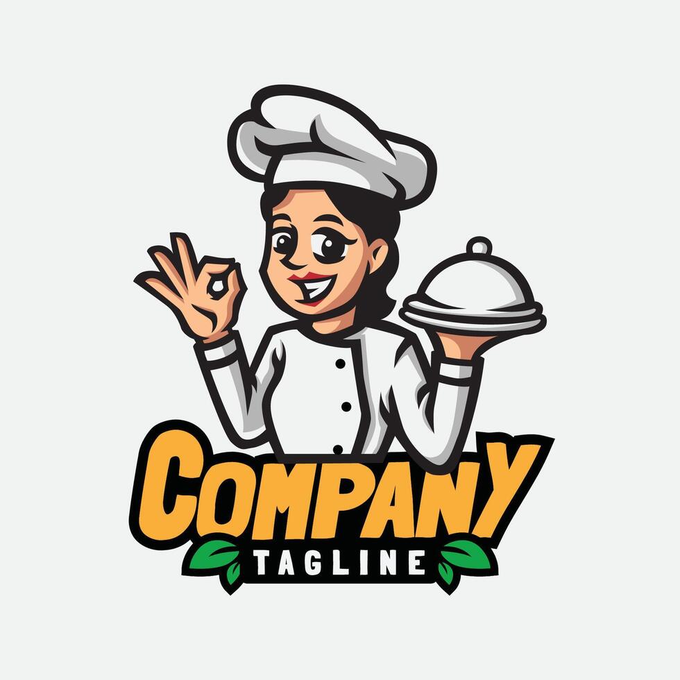 chefe de cozinha mascote logotipo Projeto vetor